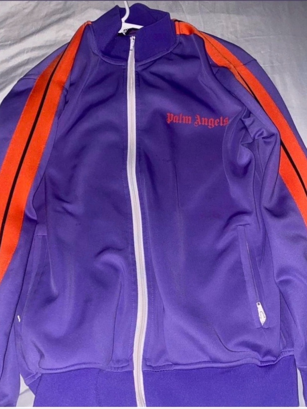 Palm Angels Purple Track Jacket with Orange Stripe Detailing